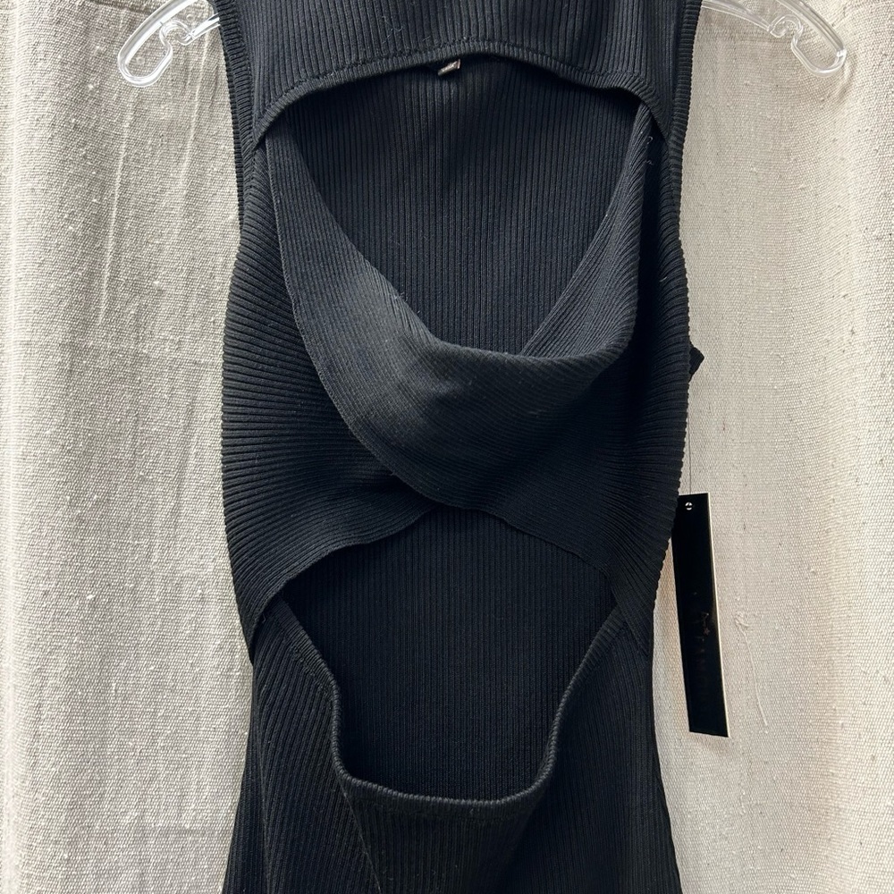 Almost Famous NWT Ribbed Bodycon Dress Women Small Black Knee Length/ size S - Picture 5 of 12